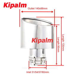 1pc Oval Outlet Chrome Exhaust Tips Muffler Stainless Steel Pipe