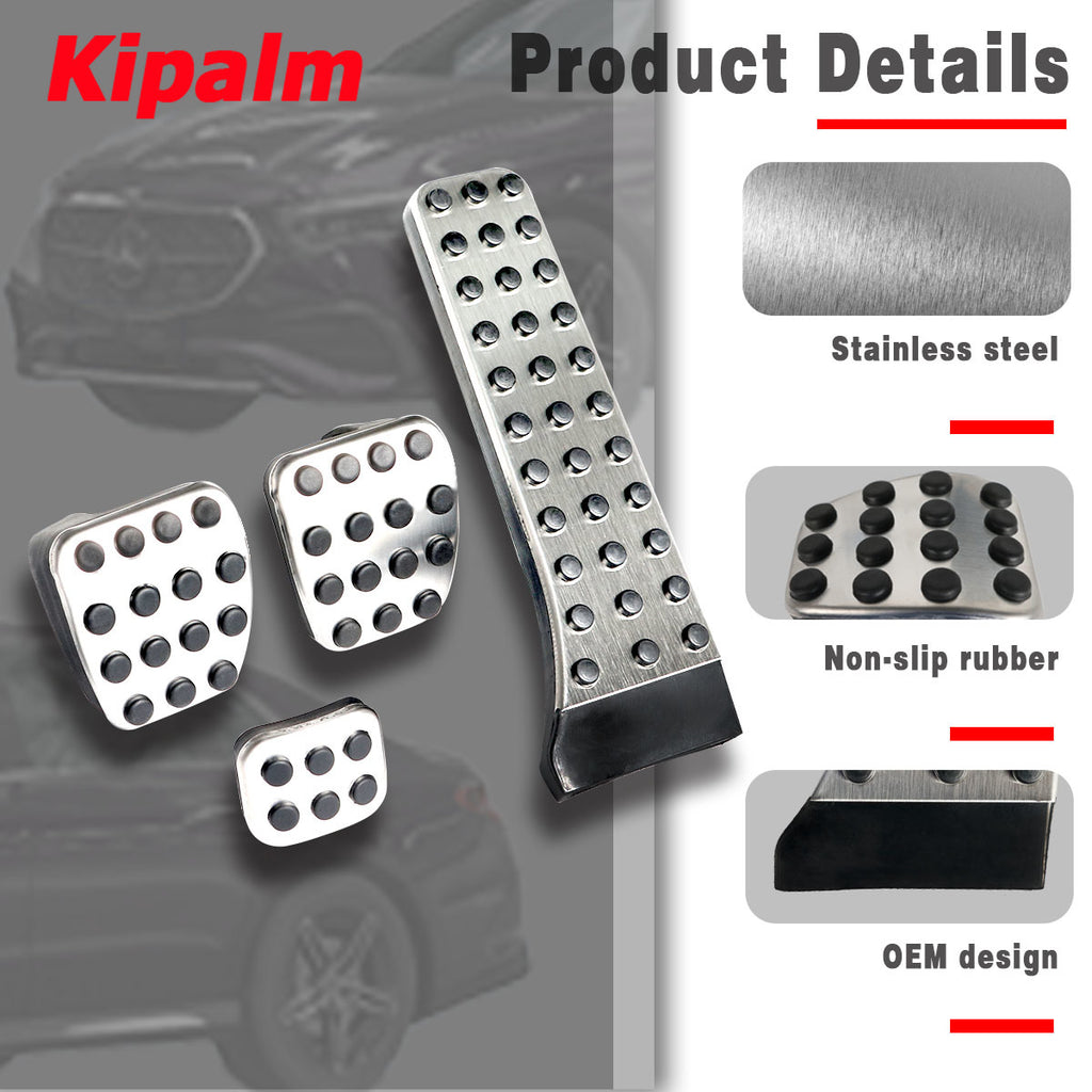 4pcs Stainless Steel Car Foot Rest Pedal Pads Cover with Rest Pedals Gas Brake Rest Pedal for Mecerdes Benz C E S class LHD