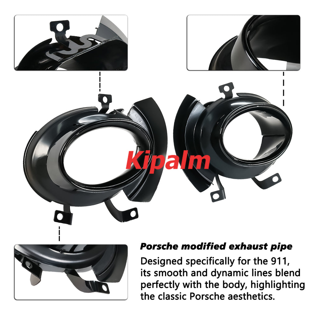 1pair OEM Titanium Black Stainless Steel Exhaust Tip for Porsche 911 Carrera 2019-2024 Car Accessories