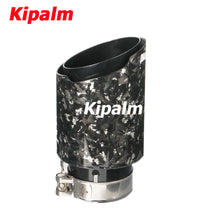 Load image into Gallery viewer, 1PC Universal Silver Forged Twill Carbon Fiber Akrapovic Car Exhaust Pipe Muffler Tip Black Coated Stainless Steel
