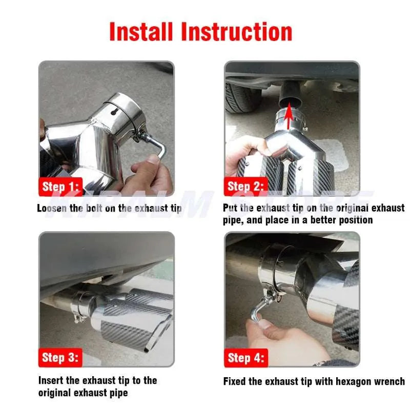 1PC Universal Dual h-Shape Curly Edge Stainless Steel Exhaust Muffler Tail Pipe for BMW VW Audi Ford Rear Tip