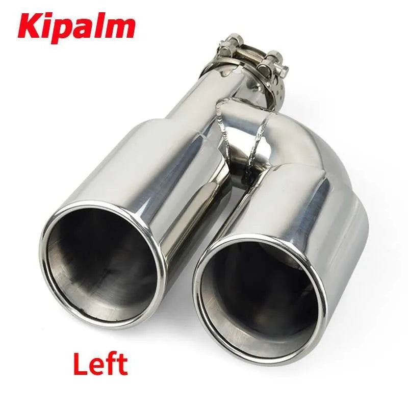 1PC Universal Dual h-Shape Curly Edge Stainless Steel Exhaust Muffler Tail Pipe for BMW VW Audi Ford Rear Tip