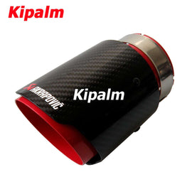Universal Gloss Carbon Fiber Red Inner Exhaust Pipe Muffler Tips Tailpipe Ends with AK logo