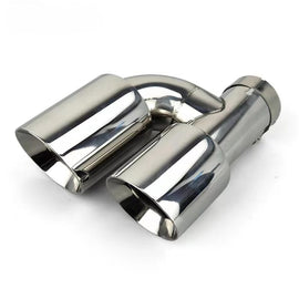 1PC Universal Dual H Shape Welding Style Stainless Steel Exhaust Muffler End Tail Pipe for BMW VW Ford Rear Tip