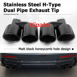 Honeycomb Holes Y Dual Matte Black Stainless Steel Exhaust Tail Tips for VW Golf Tiguan R MK7 Golf 6 with No Logo