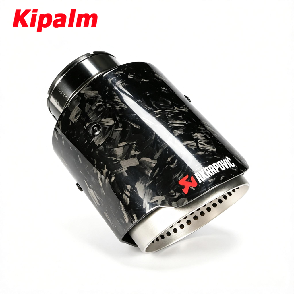 1PCS Glossy Carbon Fiber Exhaust Tip with Sandblasted Inner  Straight Edge Multi-Hole Design Muffler Tip Exhaust Pipe
