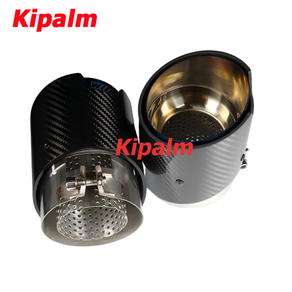 4PCS BMW X3M F97 X4M F98 X5M F95 X6M F96 Carbon Fiber Blue Stainless Steel Exhaust Pipe Muffler Tip