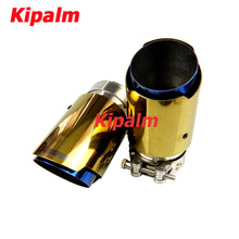 Load image into Gallery viewer, 1pc Universal Gold Stainless Steel Exhaust Tip with Burnt Blue Inner Color End Pipe with Akrapovic Logo