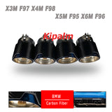 4PCS BMW X3M F97 X4M F98 X5M F95 X6M F96 Carbon Fiber Blue Stainless Steel Exhaust Pipe Muffler Tip