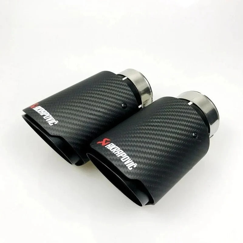 Universal Various Sizes Akrapovic Carbon Fibre Exhaust Muffler Tip Straight Matte + Black Coated