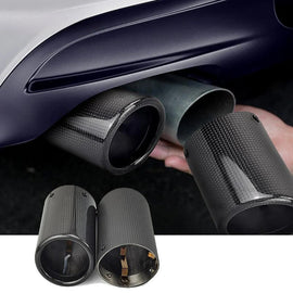 1PC Exhaust Pipe Carbon Fiber Cover Exhaust Muffler Pipe Tip Housing with Spring Buckle BMW Z3