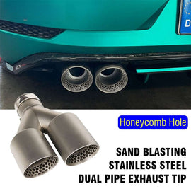 Honeycomb Holes Y Dual Sand Blasting Stainless Steel Exhaust Tail Tips for VW Golf Tiguan R MK7 Golf 6 with No Logo
