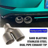 Honeycomb Holes Y Dual Sand Blasting Stainless Steel Exhaust Tail Tips for VW Golf Tiguan R MK7 Golf 6 with No Logo