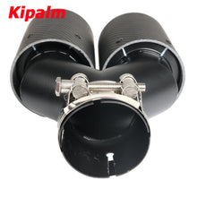 Load image into Gallery viewer, Y Shaped Dual Carbon Fiber + Black Stainless Steel M Performance Carbon Fiber Exhaust Tips End Pipes Muffler Tips for BMW