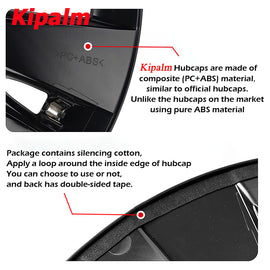 WHC3005 4PCS Tesla Model 3-18'' Wheel Covers Rim Cap Matte Black Hubcaps