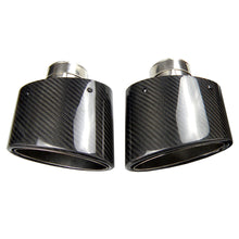 Load image into Gallery viewer, 1 Pair Universal Curly Edge BMW Exhaust Pipe Oval Slanted Carbon Fiber Muffler Tip Ford Pipes