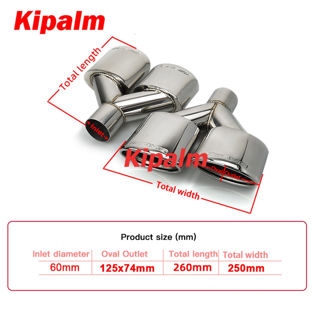 1 Pair Dual Y-Type Oval Exhaust Tip for Benz W204 C-class Modification Muffler Pipe