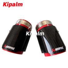 Load image into Gallery viewer, Universal Gloss Carbon Fiber Red Inner Exhaust Pipe Muffler Tips Tailpipe Ends with AK logo