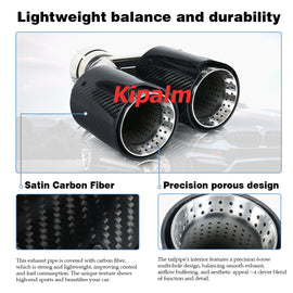 Meshed End Y Shaped Dual Carbon Fiber Silver Stainless Steel M Performance Carbon Fiber Exhaust Tips End Pipes Muffler Tips for BMW