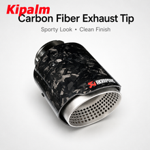 Load image into Gallery viewer, 1PCS Glossy Carbon Fiber Exhaust Tip with Sandblasted Inner  Straight Edge Multi-Hole Design Muffler Tip Exhaust Pipe