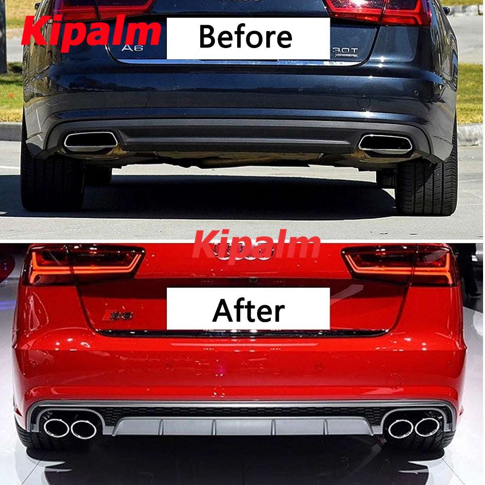 1 Pair Black 304 Stainless Steel Quad Muffler End Tips Exhaust Pipe for Audi A6 A7 Modified to RS6 RS7