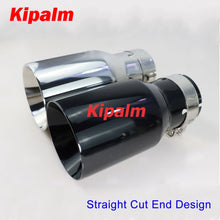 Load image into Gallery viewer, 1PC Double Wall SUS304 Exhaust Tip Silver Black Stainless Steel Muffler Pipe