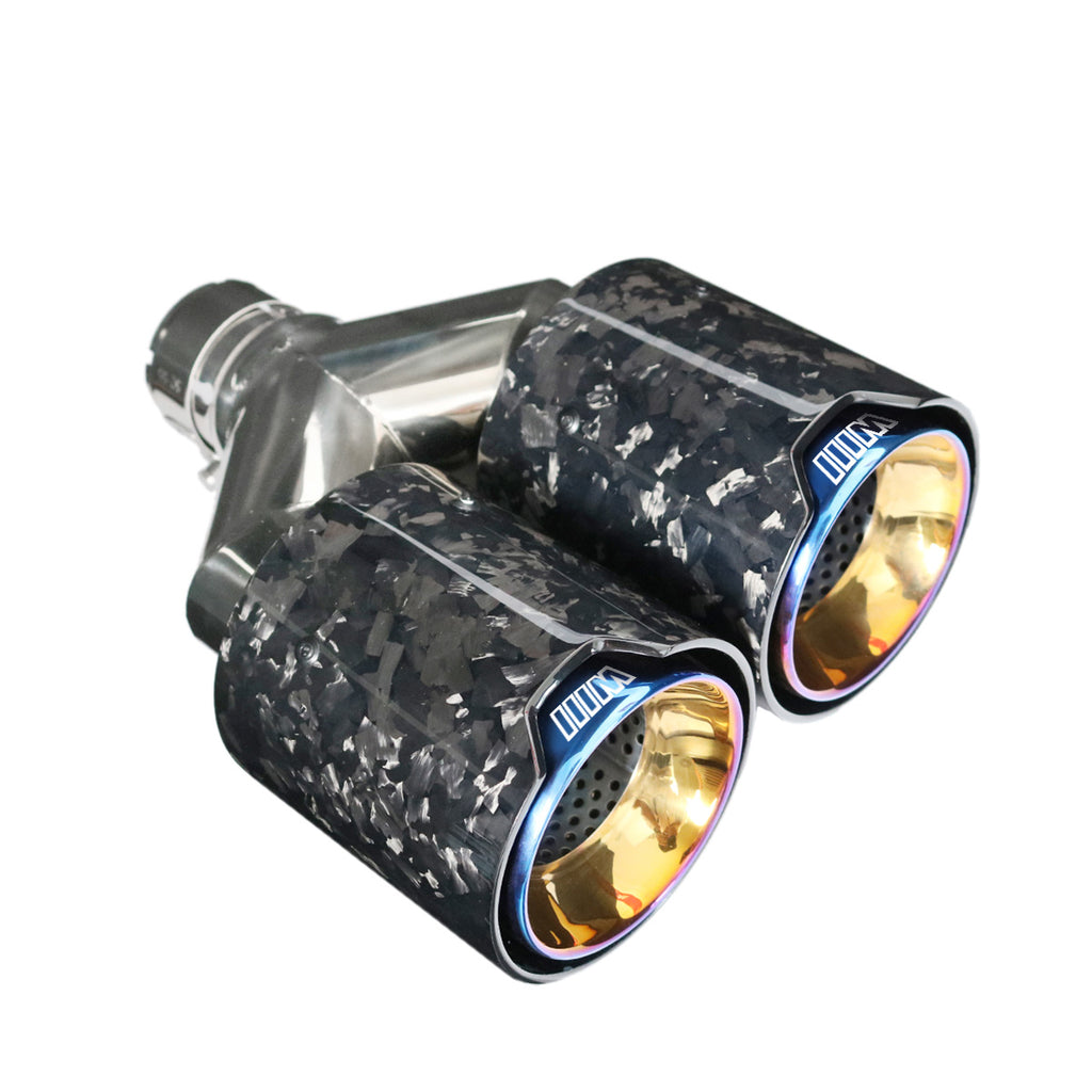 Kipalm Car Muffler Burnt Blue 304 Stainless Steel Y Style Dual Forged Carbon Fiber Exhaust Tip for BMW 430i M4 M5 Ｍ6