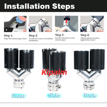 Load image into Gallery viewer, Meshed End Y Shaped Dual Carbon Fiber Silver Stainless Steel M Performance Carbon Fiber Exhaust Tips End Pipes Muffler Tips for BMW