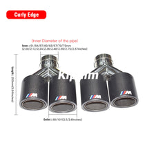 Load image into Gallery viewer, 1PC Dual Outlet Curly Twill Weave Carbon Fiber Exhaust Tips 304 Stainless Steel Muffler Pipe with M Logo Tiguan R BMW Audi