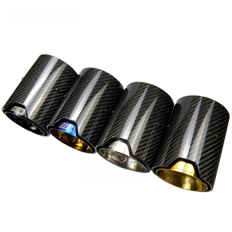 4pcs M Logo Carbon Fiber Exhaust Tip Muffler Cutter for BMW M2 F87 M3 F80 M4 F82 F83 M6 F06 F12 F13