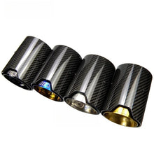 Load image into Gallery viewer, 4pcs M Logo Carbon Fiber Exhaust Tip Muffler Cutter for BMW M2 F87 M3 F80 M4 F82 F83 M6 F06 F12 F13