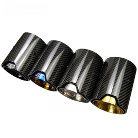4pcs M Logo Carbon Fiber Exhaust Tip Muffler Cutter for BMW M2 F87 M3 F80 M4 F82 F83 M6 F06 F12 F13