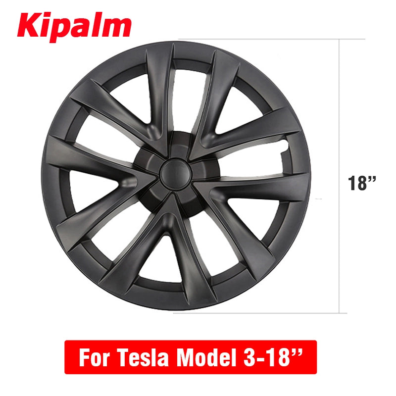 WHC3002 18inch Tesla 4PCS Matte Black Wheel Covers Hub Cap Hubcaps No Logo for Model 3