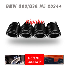 4 PCS Black Carbon Fiber M Performance Exhaust Pipe Muffler Tip Stainless Steel for BMW M5 G90 G99 2024+