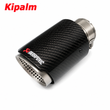 Load image into Gallery viewer, 1PCS Glossy Carbon Fiber Exhaust Tip with Sandblasted Inner  Straight Edge Multi-Hole Design Muffler Tip Exhaust Pipe