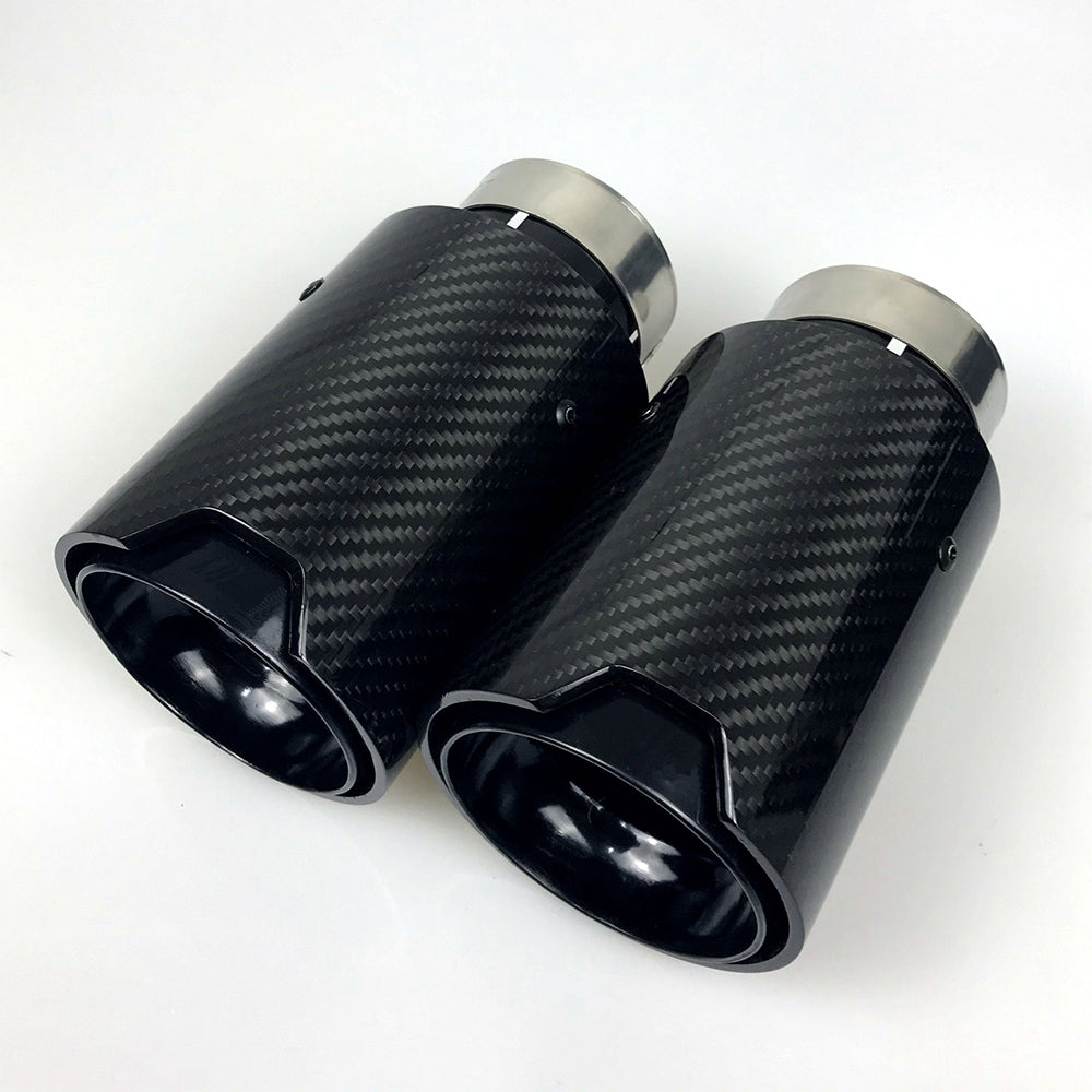 1pcs Universal M LOGO Carbon Fiber Exhaust tips For BMW Performance exhaust pipe Exhaust tips Glossy