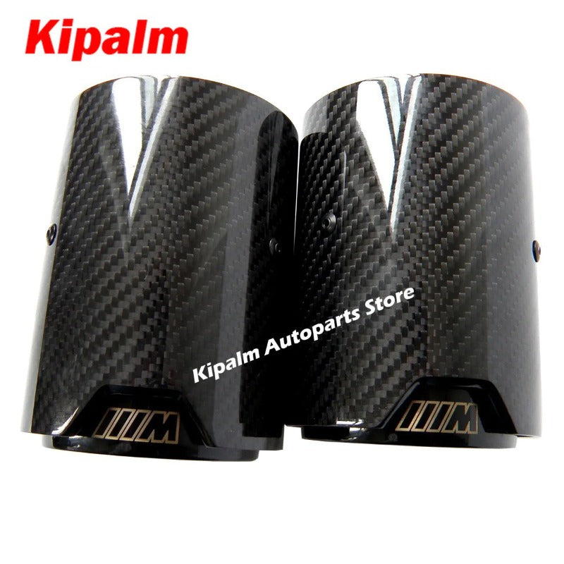 2PCS Real Carbon Fiber Black Muffler Tip Length 120mm for BMW M Performance Exhaust M2 F87 M3 F80 M4 F82 F83 M5 F10