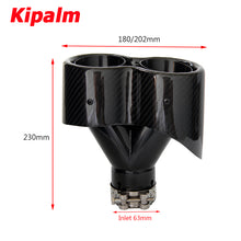 Load image into Gallery viewer, 1 Pair Carbon Fiber Muffler Y-Type Conjoined Double Outlet Universal Stainless Black Exhaust Pipe Muffler