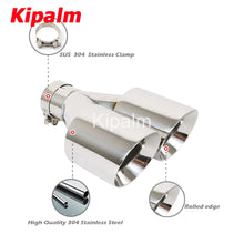 Load image into Gallery viewer, 1PC Dual Mirror Polished Stainless Universal Car Twin Exhaust System Pipes Double End Muffler Tips