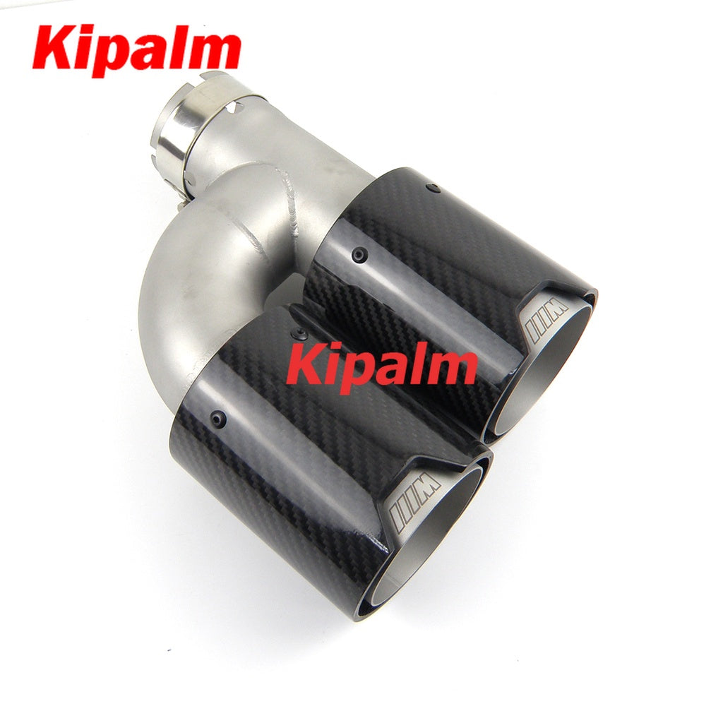 Kipalm h Style Dual Carbon Fiber Sanding Polished Stainless Steel  M performance Exhaust Tips End Pipes Matte Muffler tips fit for Modified BMW