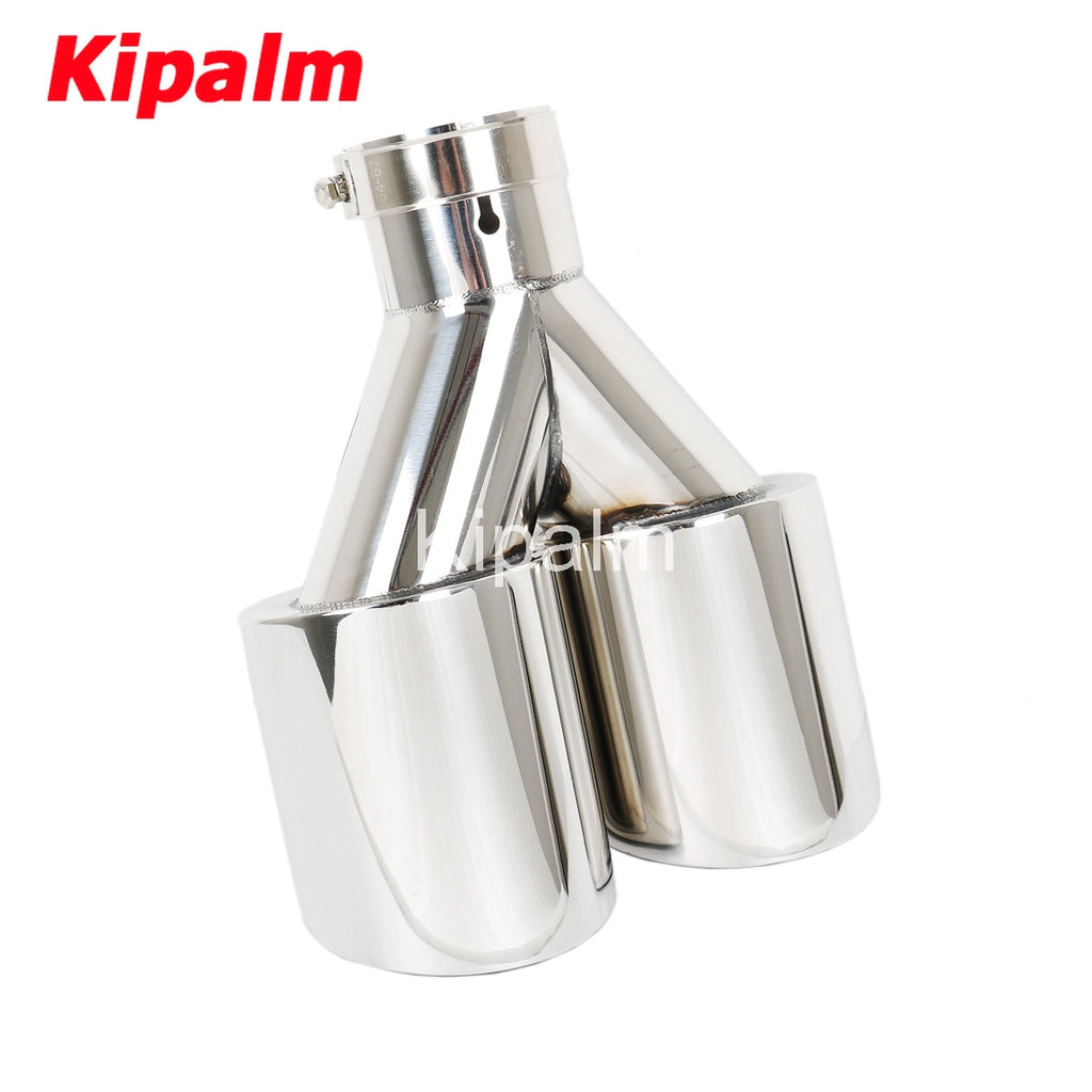 1 Pair Exhaust Dual Tips Double-layer Polished Stainless Car Muffler Tail Pipes for Exhaust Modify