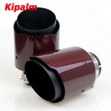 Load image into Gallery viewer, Red Glossy Twill Carbon Fibre Car Exhaust Tip Black Stainless Steel Muffler Tip Tail Pipe For BMW BENZ AUDI Car Accessories
