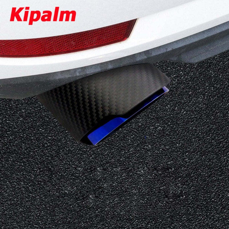 Matte Twill Carbon Fibre Car Exhaust Tip Burnt Blue Stainless Steel Muffler Tip Tail Pipe For BMW BENZ AUDI VW Car Accessories