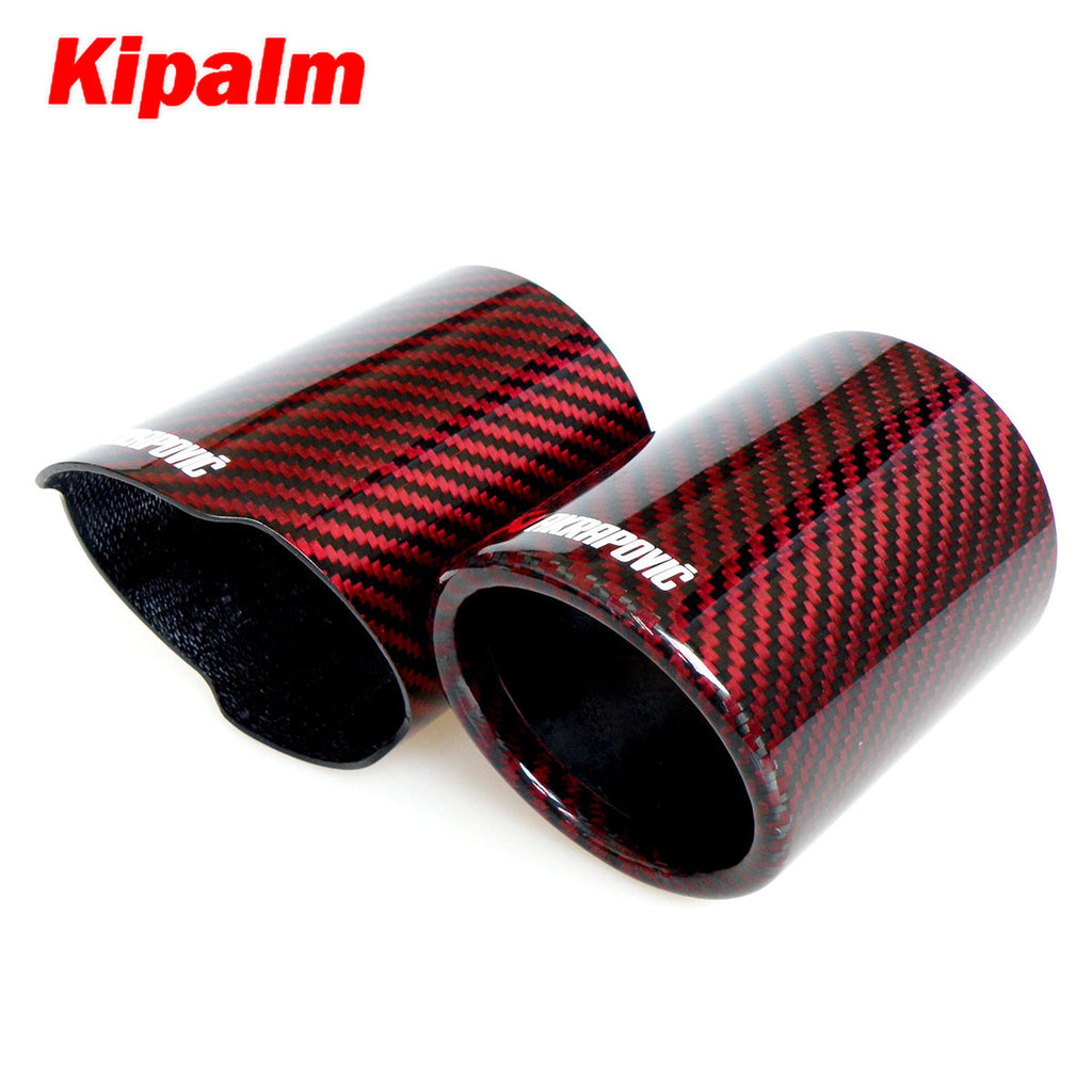 1pcs Red Twill Weave Akrapovic Authentic 3K Cover Muffler Pipe Tip Cover Housing Universal Exhaust Carbon Fiber Case