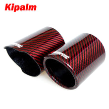 Load image into Gallery viewer, 1pcs Red Twill Weave Akrapovic Authentic 3K Cover Muffler Pipe Tip Cover Housing Universal Exhaust Carbon Fiber Case