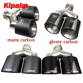 1 PC Exhauts Dual pipe Carbon fiber Stainless steel Burnt Black Oval Exhaust Muffler tips