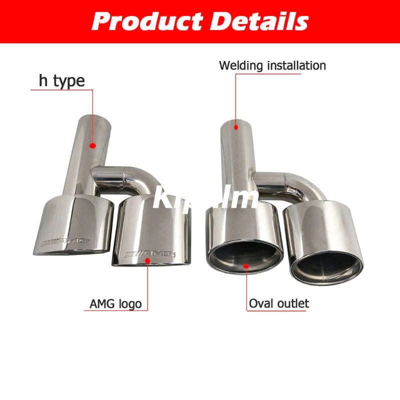 1 Pair h-shape Dual Oval Exhaust Pipes for Mercedes-Benz C-Classs W204 C180 C200 C260 C300 AMG Style Modified Muffler Tips