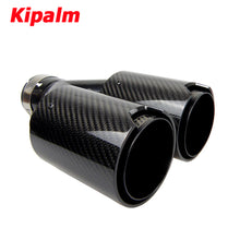 Load image into Gallery viewer, Dual Carbon Fiber + Black Stainless Steel Universal M performance Carbon Fiber Exhaust Tips End Pipes Muffler tips for BMW