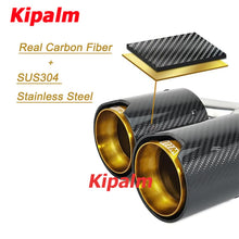 Load image into Gallery viewer, M Performance Y Style Dual Carbon Fiber Gold Stainless Steel Exhaust Pipe End Pipes Muffler Tips for BMW Series