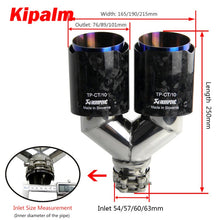 Load image into Gallery viewer, Kipalm Forged Carbon Fiber Dual Tips Exhaust Pipe Muffler Tip with Blue Burnt Stainless Steel Inner Pipe Muffler Cutter